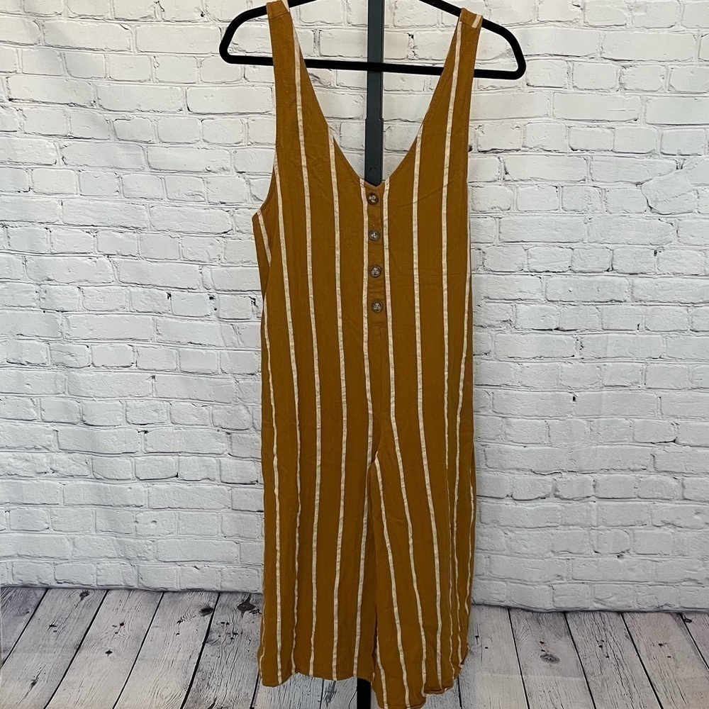 Giddy Up Glamour Striped Jumpsuit With Buttons